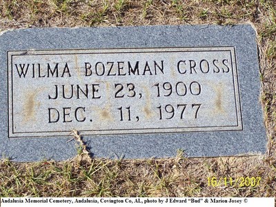 Cross, Wilma Bozeman, Andalusia Memorial Cem, Covington Co, AL.jpg