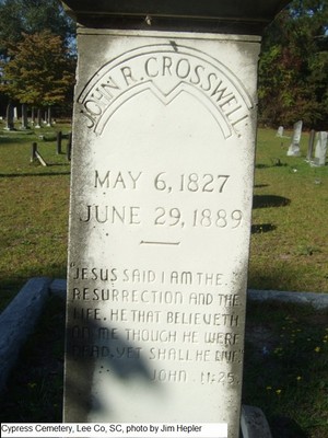 Crosswell, John R, Cypress Cemetery, Lee Co, SC.jpg