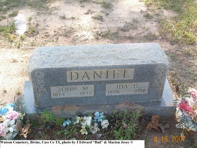 Daniel, John & Ida Hill, Watson Cemetery, Bivins, Cass Co, TX.jpg