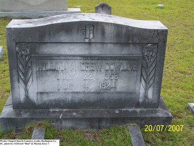Dowling, William Andrew, Wesley Chapel Church Cemetery, Lydia, Darlington Co, SC 226.jpg