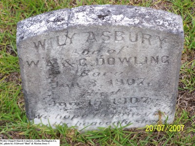 Dowling, Wily Asbury, Wesley Chapel Cem, Darlington Co, SC.jpg