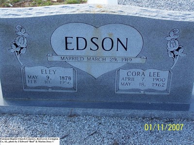 Edson, Eley & Cora Lee, Fairmount Baptist Cem, Covington Co, AL.jpg