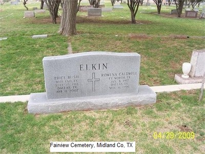 Elkin, Price & Rowena Caldwell, Fairview Cemetery, Midland Co, TX.jpg