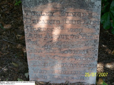Elmore, Tulley, Bethany - Tiller Cemetery, Turkey Creek, Lee Co, SC.jpg