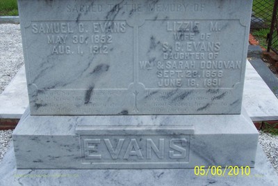 Evans, Samuel & Lizzie Donovan, Bartow City Cem, Jefferson Co, GA.JPG