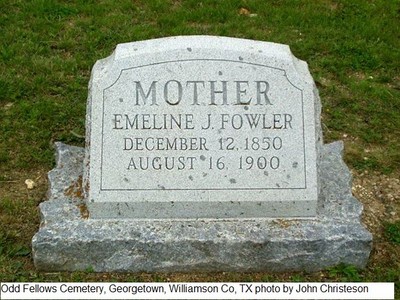 Fowler, Emeline J Patty, Odd Fellows Cemetery, Williamson Co, TX.jpg