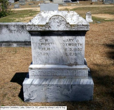 Foxworth, Chesley W & Mary Caroline Foxworth, Magnolia Cem, Dillon Co, SC.jpg