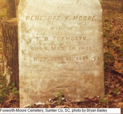 Foxworth, Penelope Vernell Moore, Foxworth-Moore Cemetery, Sumter Co, SC.jpg