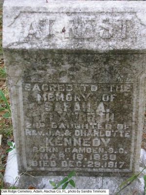 Foxworth, Sarah A Kennedy, Oak Ridge Cemetery, Alachua Co, FL.jpg