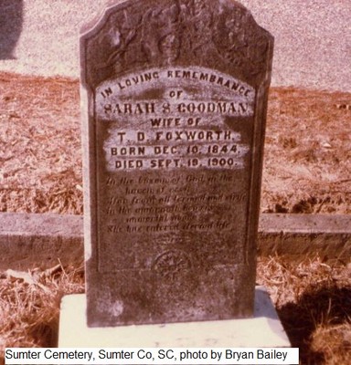 Foxworth, Sarah S Goodman, Sumter Cemetery, Sumter Co, SC.jpg