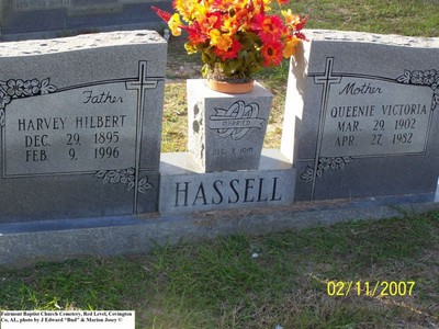 Hassell, Harvey Hilbert & Queenie Victoria, Fairmount Baptist Church Cemetery, Red Level, AL 617.jpg