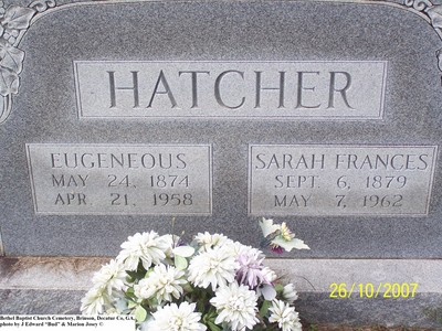 Hatcher, Eugenous & Sarah Frances, Bethel Church Cem, Decatur Co, GA.jpg