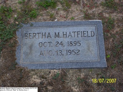 Hatfield, Bertha M Barnes, Bethany Baptist Cem, St Charles, Lee Co, SC.jpg