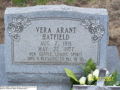 Hatfield, Vera Arant, Bethany Baptist Church Cem, Lee Co, SC.jpg