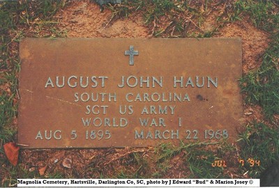 Haun, August John, Magnolia Cem, Florence Co, SC.jpg