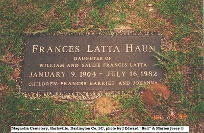 Haun, Frances Latta, Magnolia Cem, Florence Co, SC.jpg