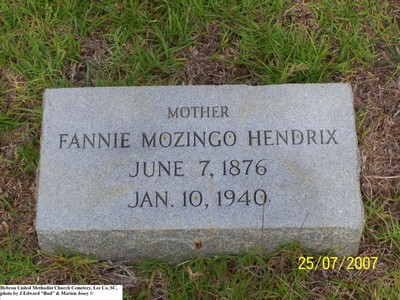Hendrix, Fannie Mozingo, Hebron United Methodist Church Cemetery, Lee Co, SC 383.jpg