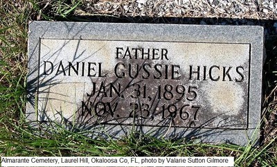 Hicks, Daniel Gussie, Almarance Cemetery, Okaloosa Co, FL.jpg