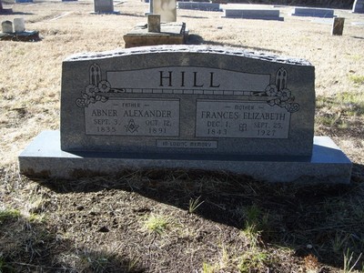 Hill, Abner Alexander & Frances Elizabeth Jones, Hill Cem, Parker Co, TX.jpg