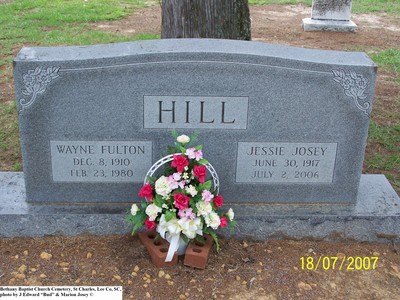 Hill, Wayne Fulton & Jessie Josey, Bethany Baptist Cem, Lee Co, SC.jpg