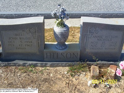 Hitson, John W & Mother Annie L Hallford Nichols, Fairmont Cem, Covington Co, AL.JPG