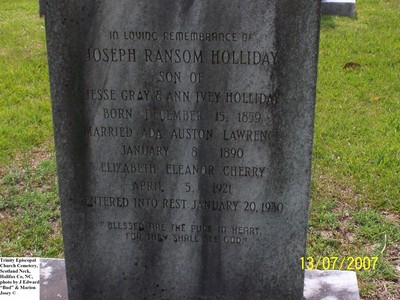 Holliday, Joseph Ransom, Trinity Cem, Halifax Co, NC.jpg