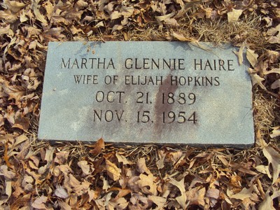 Hopkins, Martha Glennie Haire, Norwood Cem, Stanley Co. NC.jpg