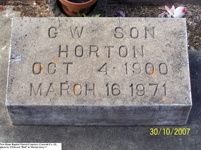 Horton, G W, New Home Baptist Church Cem, Conecuh Co, AL.jpg