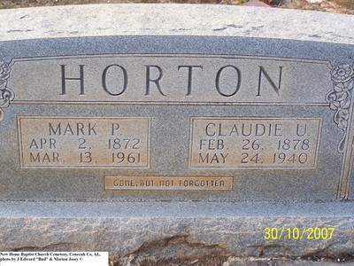 Horton, Mark P & Claudie U Lee, New Home Baptist Cem, Conecuh Co, AL.jpg