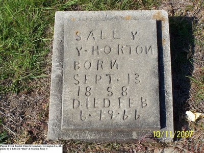 Horton, Sally Y, Pigeon Creek Baptist Cem, Covington Co, AL.jpg