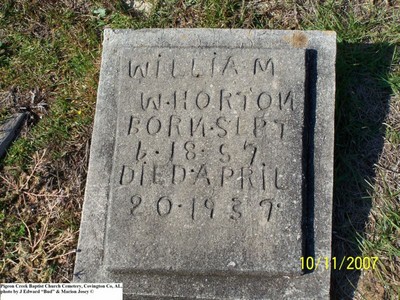 Horton, William W, Pigeon Creek Baptist Cem, Covington Co, AL.jpg