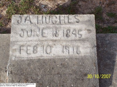 Hughes, J A, Kervin Cemetery, Covington Co, AL.jpg