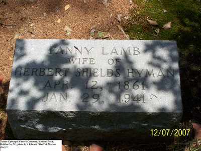 Hyman, Fannie Lamb,  Trinity Cem, Halifax Co, NC.jpg