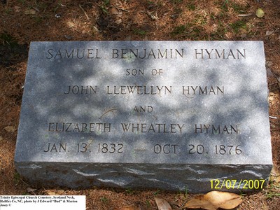 Hyman, Samuel Benjamin,  Trinity Cem, Halifax Co, NC.jpg