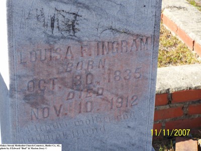 Ingram, Louisa F Blalock, Oakey Streek Methodist Cem, Butler Co, AL.jpg