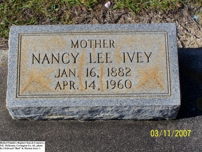 Ivey, Nancy Lee Hartley, Bethel Primitive Baptist Church Cemetery, Bushfield, Covington Co,.jpg
