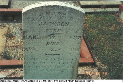 Jackson, Mary B Sledge, Riddleville Cem, Washington Co, GA.jpg