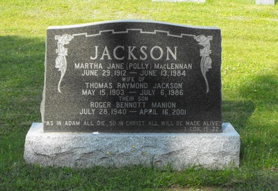Jackson, Thomas Raymond & Martha Jane MacLennan, Murray River Cem, P.E.I. Canada.jpg