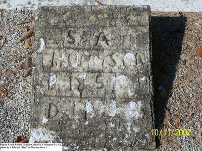 Thompson, Sarah A Jackson, Pigeon Creek Baptist Cem, Covington Co, AL.jpg