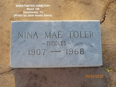 Toler, Nina Mae Majors, Sweetwater Cem, Nolan Co, TX.jpg