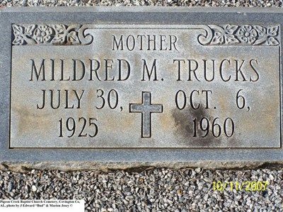 Trucks, Mildred M, Pigeon Creek Baptist Cem, Covington Co, AL.jpg