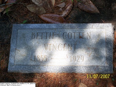 Vincent, Bettie Cotten, Trinity Cem, Halifax Co, NC.jpg