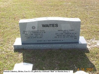 Waites, Josiah & Tabitha, Watson Cemetery, Bivins, Cass Co, TX 049.jpg