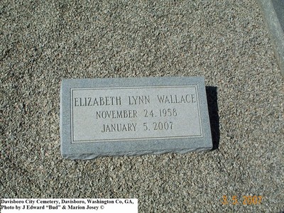 Wallace, Elizabeth Lynn, Davisboro City Cem, Washington Co, GA.jpg