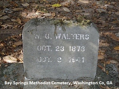 Walters, William Gordon, Bay springs Methodist Cemetery, Washington Co, GA.jpg