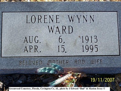 Ward, Lorene Wynn, Greenwood Cem, Covington Co, AL.jpg