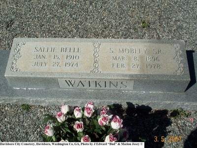 Watkins, S Mobley & Sallie, Davisboro City Cem, Washington Co, GA.jpg