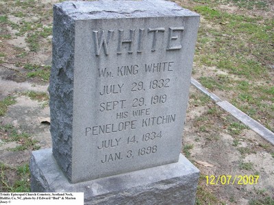 White, William K & Penelope Kitchin,  Trinity Cem, Halifax Co, NC.jpg