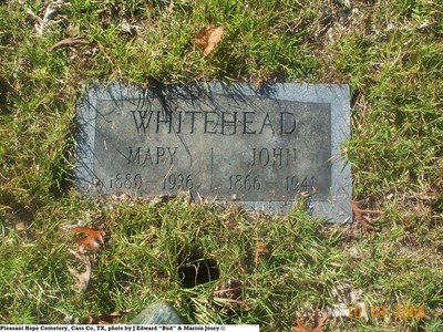 Whitehead, John & Mary, Pleasant Hope Cem, Cass Co, TX.jpg