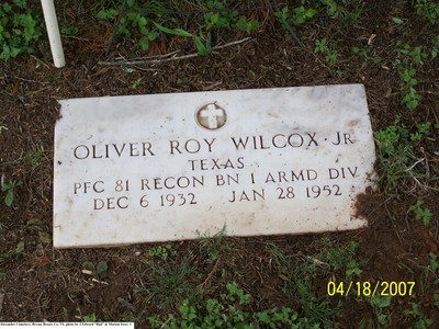 Wilcox, Oliver Roy Jr War, Alexander Cem, Brazos Co, TX.jpg